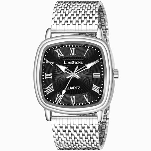 Image of LIMESTONE Classic Series Men Analog Watch - Stainless Steel Mesh Strap with Elegant Dial & Roman Numerals | Quartz Wristwatch for Casual & Formal Wear