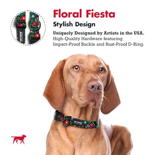 Image of Tuff Pupper Premium Adjustable Dog Collar, Stylish Pattern Collars Designed in USA, Quick Release Buckle, Flora Fiesta XL (1.25 Inch Wide x 20-30 Inch Neck)