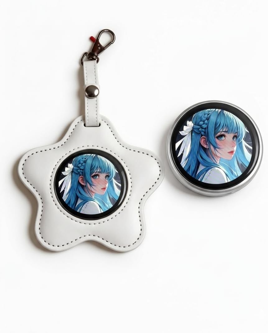 Chamii Leather Badge Holder Keychain for AniPin Digital Display E-Badge, Protective Case