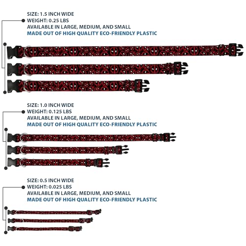 Collar de clip de plástico de Deadpool negro ajustable con estampado de salpicaduras 4