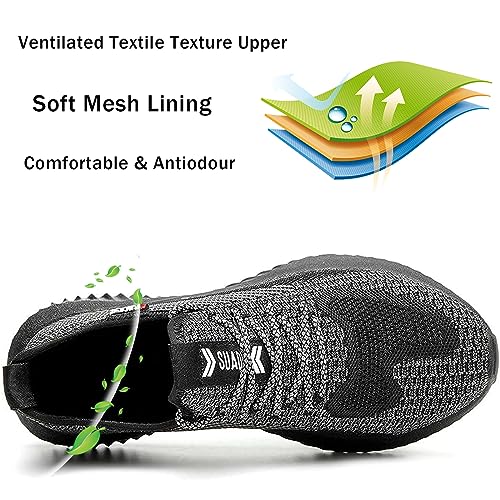 Image of Drecage Steel Toe Safety Shoes for Women Men Work Shoes Industrial & Construction Sneakers Puncture Proof Lightweight Working Shoes