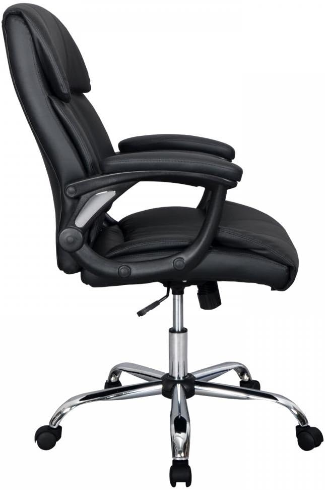Mid Back Office Chair PU Leather Desk Chair Task Computer Chair Rolling Swivel Adjustable Stool Executive Chair with Lumbar Support Armrest for Women&Men, Black