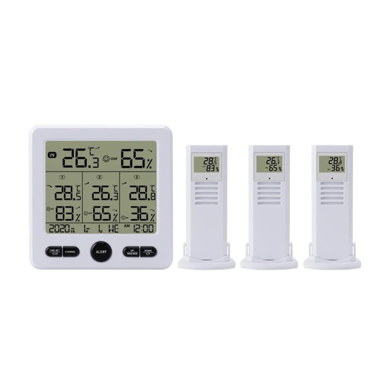 Stacja pogodowa, Bezprzewodowy termometr z 3 zdalnymi czujnikami, inteligentnym alarmowym monitorem temperatury(Wit)