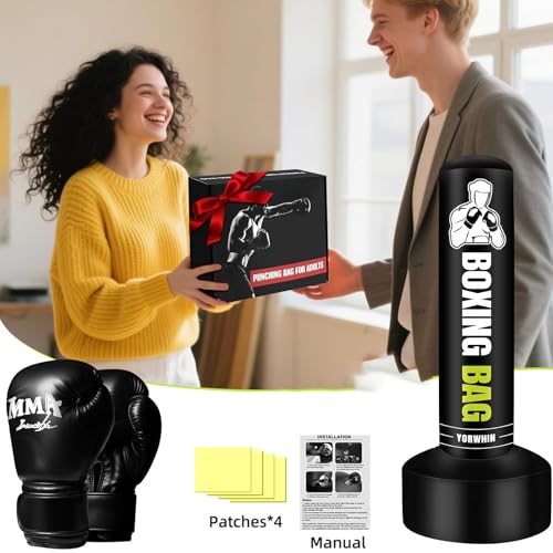 YORWHIN Pesado Saco de Boxeo Adultos con Guantes de Boxeo, Freestanding Saco Boxeo Inflable Kickboxing Bolsa para Entrenamiento MMA Muay Thai Fitness - imagen 7