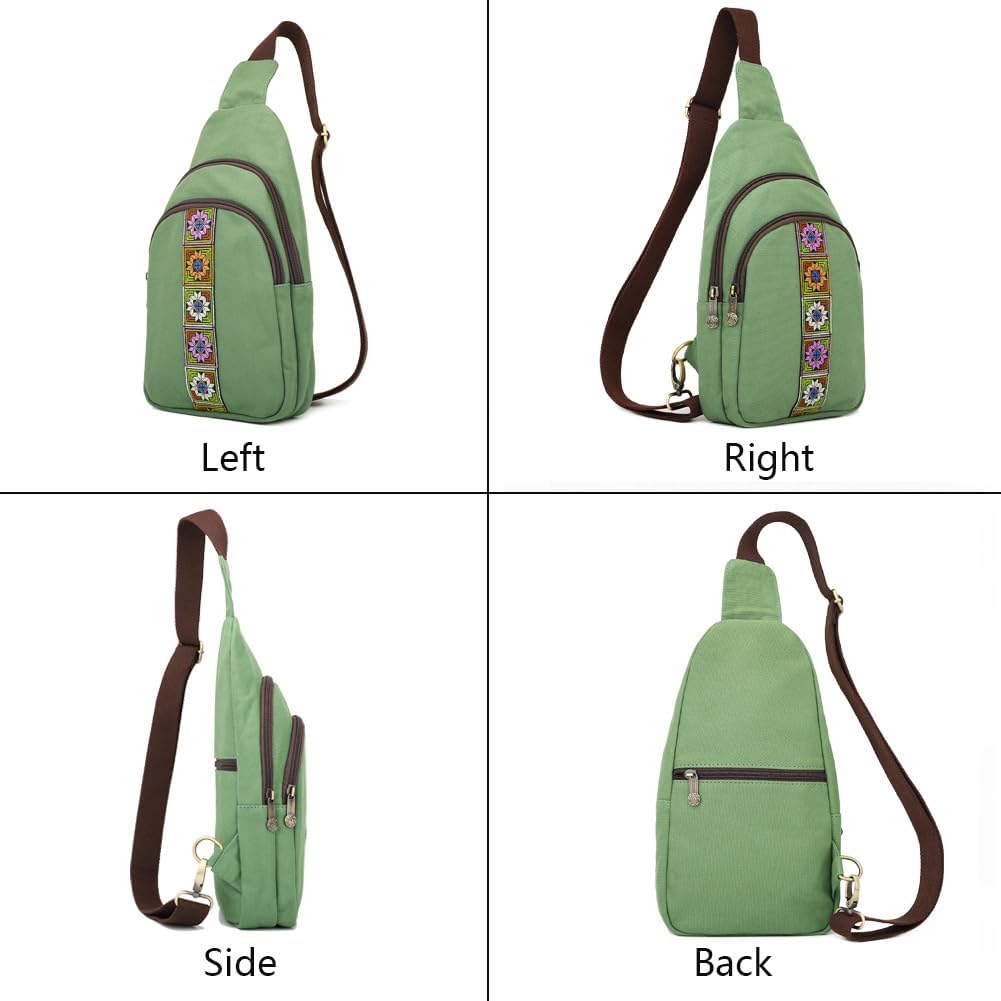 SILKAREA Canvas Sling Bag for Wome Crossbody Purse Small Sling Backpack Purse Travel Hiking Chest Bag Daypack - Image 5