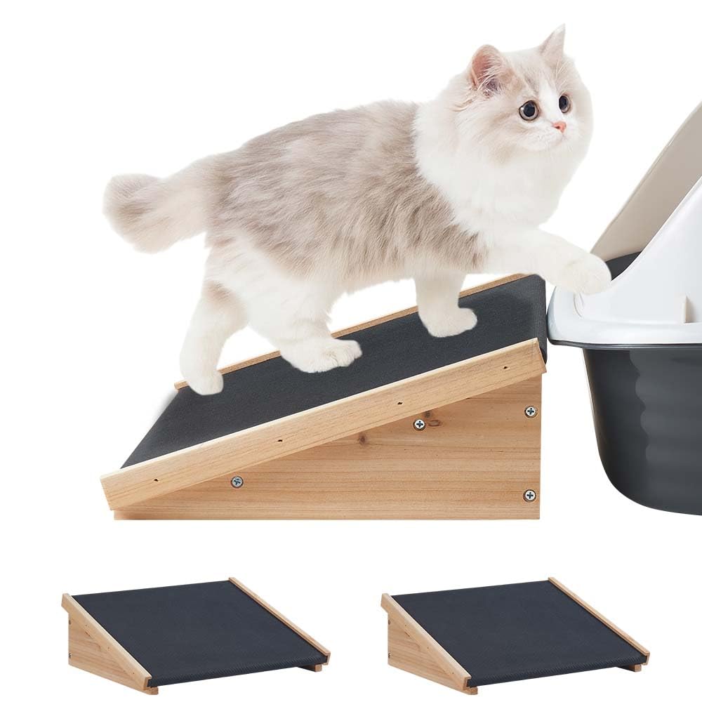 unipaws Hundetreppe 2er Pack, rutschfeste Hunderampe mit Gummioberfläche, Sanfte Einstiegshilfe für kleine & mittlere Hunde & Katzen, Gelenkschonend für Senioren, Indoor Rampe für Bett & Sofa