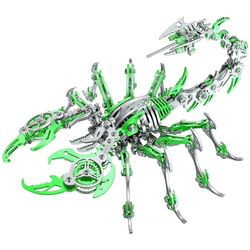 Image of 3D Metal Scorpion Puzzles for Adults: 3-D Puzzles Metal Model Kits to Build DIY Assembly Mechanical Puzzle Building Block Toys with Tool Brain Teaser Craft for Home Decor (Metal Scorpion-Green)