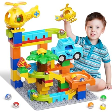 burgkidz Marble Runs for Kids 4-8, Marble Runs Building Blocks, Educational Learning Marble Maze Toys Compatible with All Major Brands of Building Blocks STEM Toys for Kid Age 4 5 6 7 8+ Cover