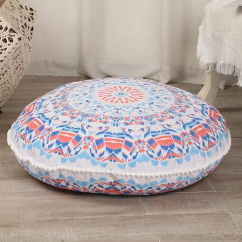 LOVMOC Large Floor Pillows for Adults, 2 Pack Round Thick Floor Cushion, Memory Foam Cushion for Sitting, Aqua image 4