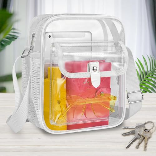 Image of SPODEARS Clear Crossbody Bag for Stadium, Concert, Festival & More - Adjustable Shoulder Strap & Bottle Holder