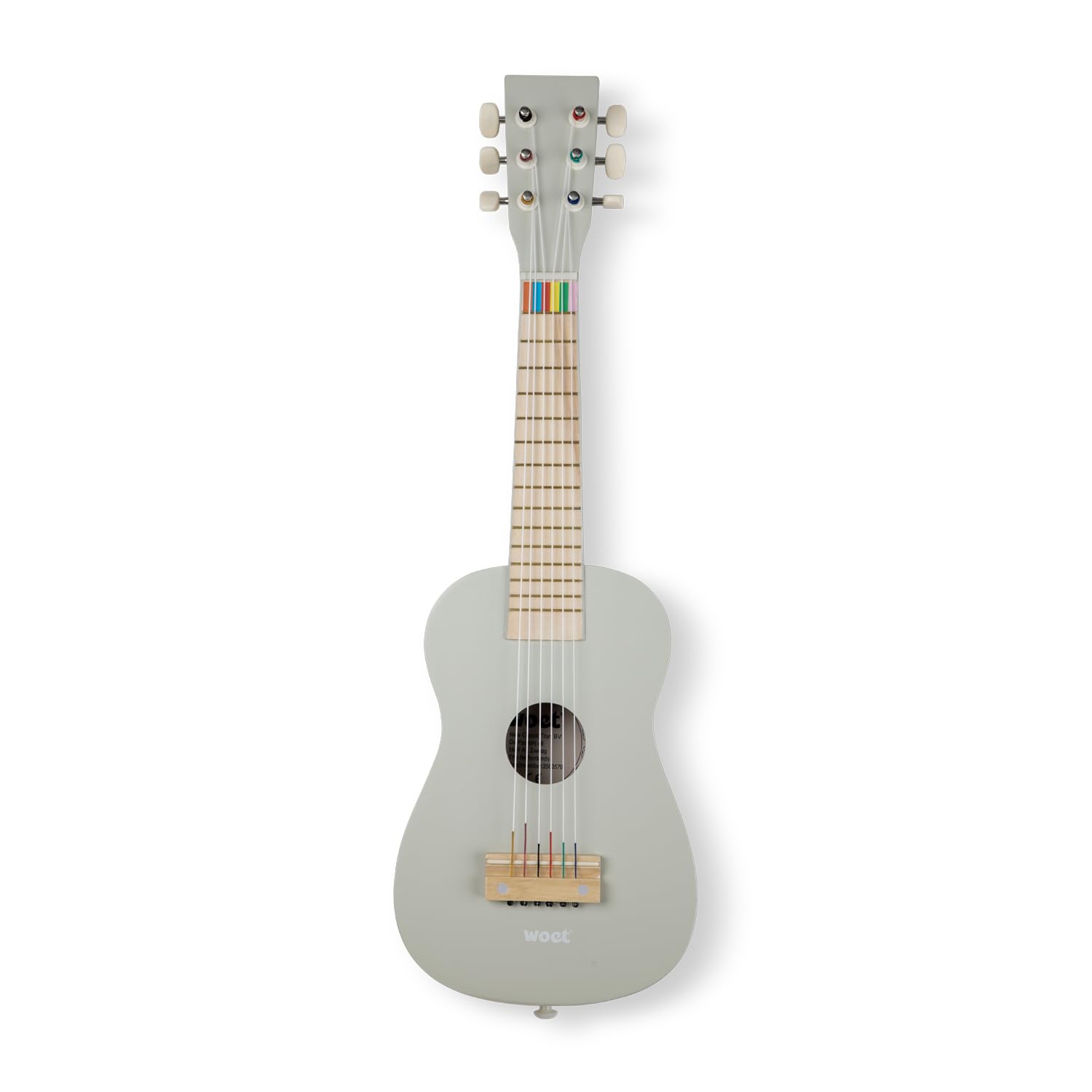 Woet® Beige Holz Spielzeug Gitarre für Kinder, 6 Nylonsaiten mit Tragegurt, Ersatzsaite und Farb Liederbuch mit 3 Liedern, Einsteiger Lernspielzeug Musikinstrument, Geschenk, Ab 3 Jahren