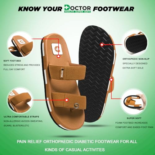 Image of DOCTOR HEALTH SUPER SOFT Men's Double Strap Casual Slides | Lightweight Cushioned EVA Slippers | Anti-Slip Comfortable Open Toe Sandals for Indoor Outdoor Everyday Wear