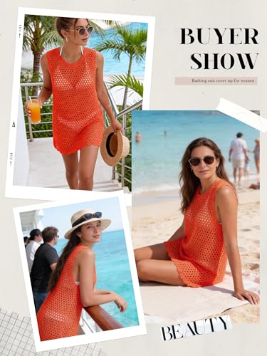 Image of ATOG Swimsuit Coverup for Women Beach Bathing Suit Cover Ups Crochet Swimwear Summer Knit Swim Outfits