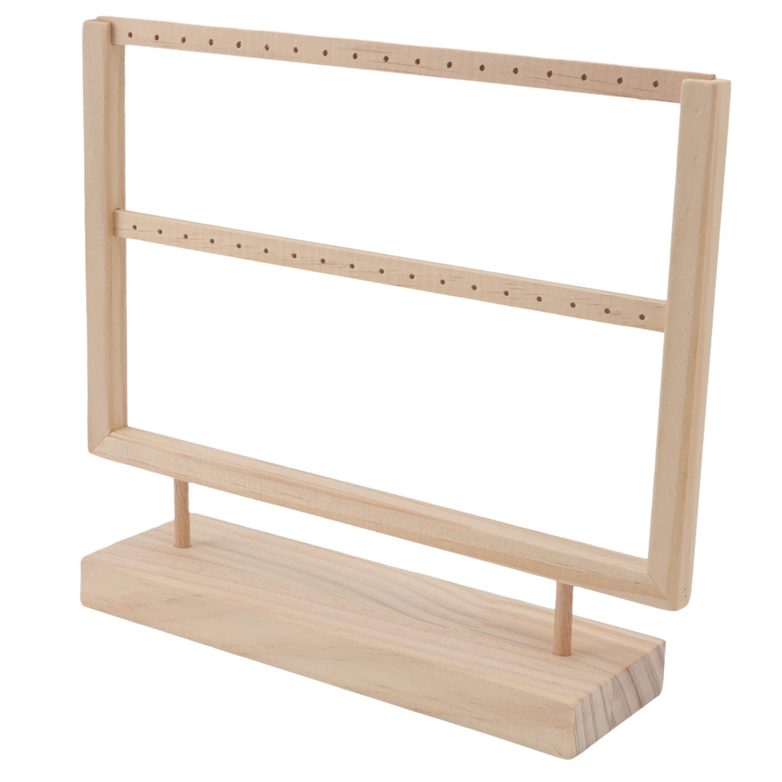 FOFYJewelry Organizer Earring Holder, 27 Pairs Earring Display Stand Jewelry Display Wood Stand, Necklace Holder Jewelry Holder Jewelry Stand Ear Stud Holder Earrings Organizer (2 Layers)