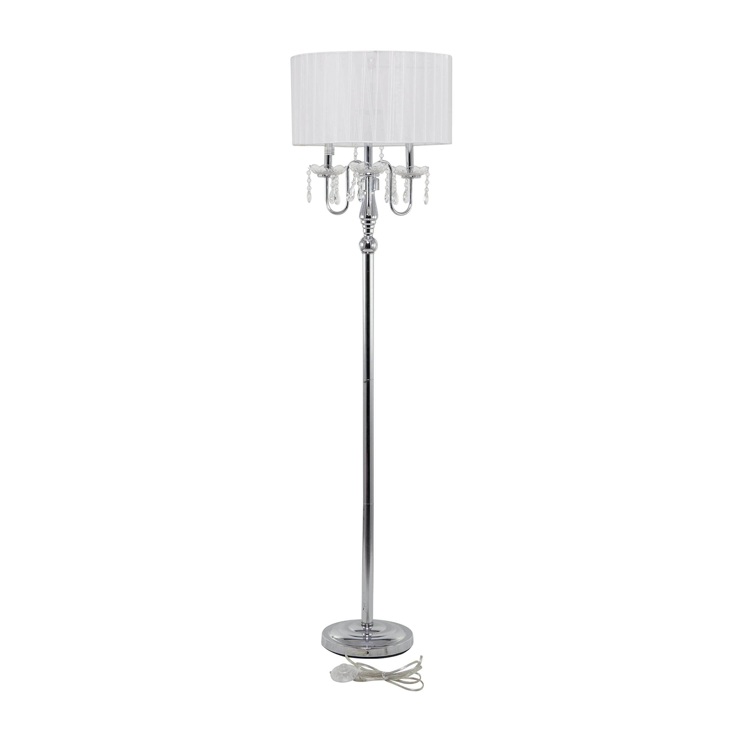 Deco 79 Metal Floor Lamp with Dangling Crystals, 16" x 16" x 63", Silver
