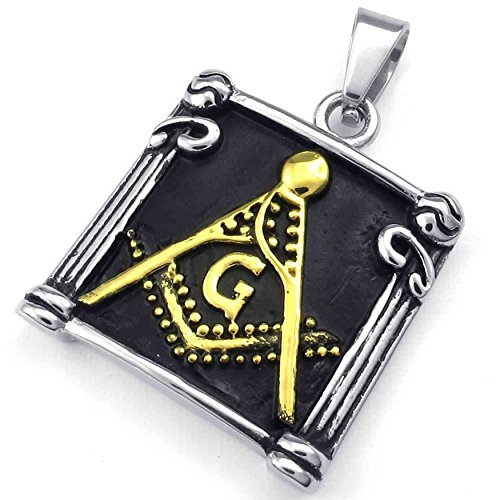 Franc maçon hommes chaîne et pendentif acier inoxydable noir or 18-26