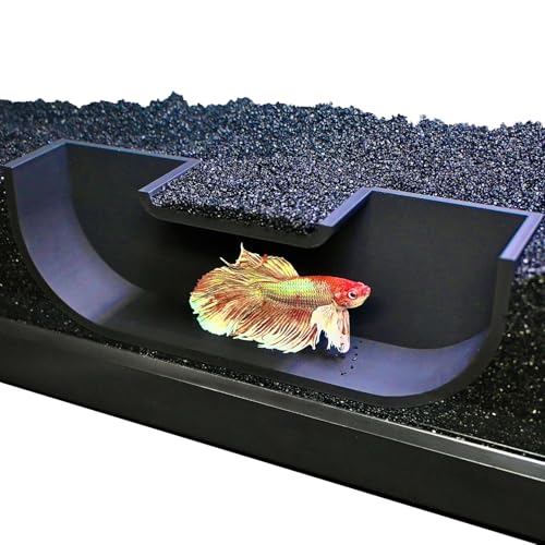 Betta Underground Tunnel Hideout Cave | Aquarium Hide For Small Fish and Shrimp | Viewing Betta Fish Rest Hammock Enrichment Toy | Betta Fish Tank Accessories Supplies Decorations Ornaments Toys Decor