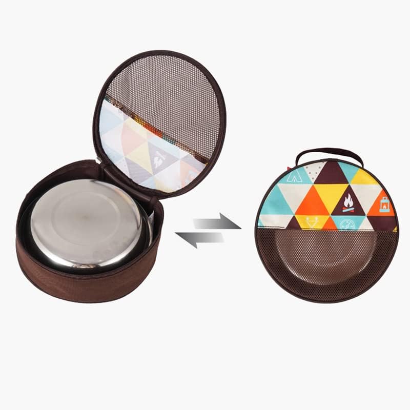 22PCS Service Plate Set,Portable Outdoor Camping Cookware Mess Kit Polished Stainless Steel Dishes Camping Utensils for Backpacking Hiking