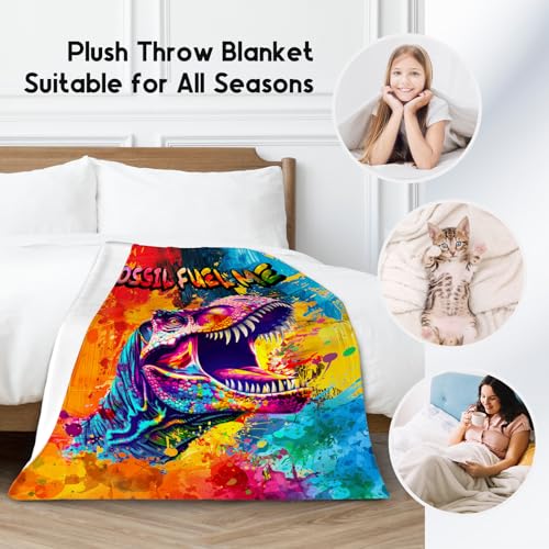Boys Blanket - Dinosaur Blankets Gifts for Toddler Kids - 40x50 Inches Soft Flannel Throw for Office Sofa