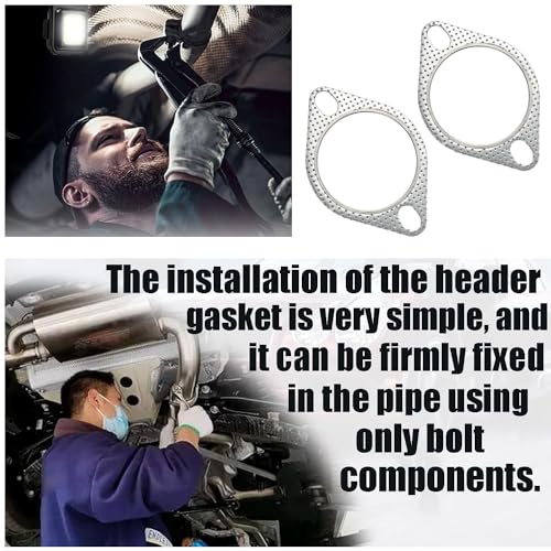Image of 2 Pcs 2.5 inch Car Exhaust Gasket, 2 Bolt High Temp Exhaust Gasket Replacement Muffler Flange Manifold 120-06310-0002 for Car Accessories