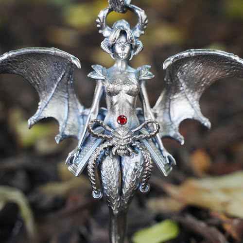 Pendentif démon ange gothique en argent et grenat talisman de protection - 5