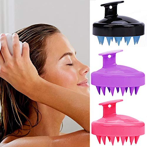 AMAJULIE Hair Scalp Massager, Massage Hair Shampoo Brush Silicon Rubber Updated Wet and Dry (Purple)