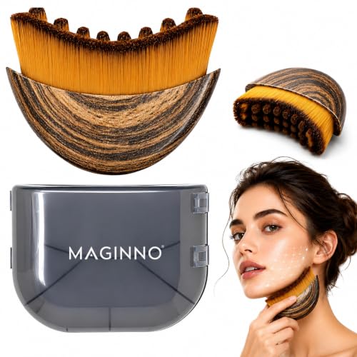 Image of Lymphatic Contour Face Brush - Soft Bristle Lymphatic Drainage Facial Massage Tool for Jawline, Chin & Neck - Face Sculpting & Depuffing Skincare Brush with Travel Case