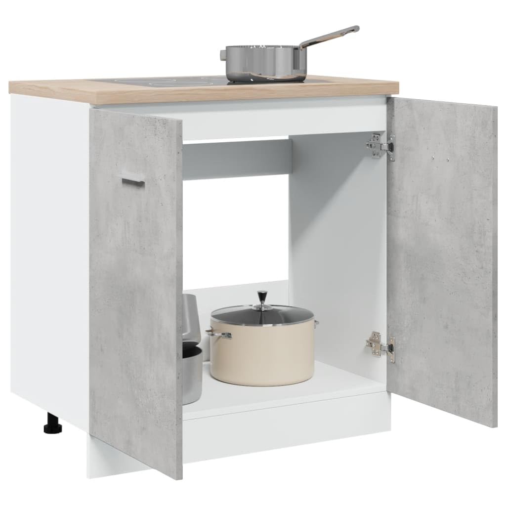 Toshilian - Mueble bajo de cocina, armario de almacenamiento de cocina, armario de piso de fregadero, color gris hormigón, 80 x 46 x 81,5 cm
