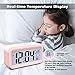 AYRELY Battery Operated Cordless Digital Alarm Clock with Date,Temperature,Smart Sensor Light,12/24Hr,Snooze for Bedrooms,Office,Heavy Sleepers,Kids,Girls (Pink)