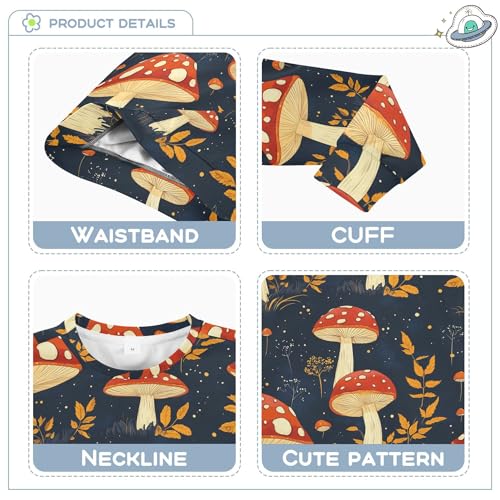 JUNZAN Cartoon Cute Mushrooms Little Kids Sweatshirts Hoodies Long Sleeve Sweatshirts for Boys Camping 4T3