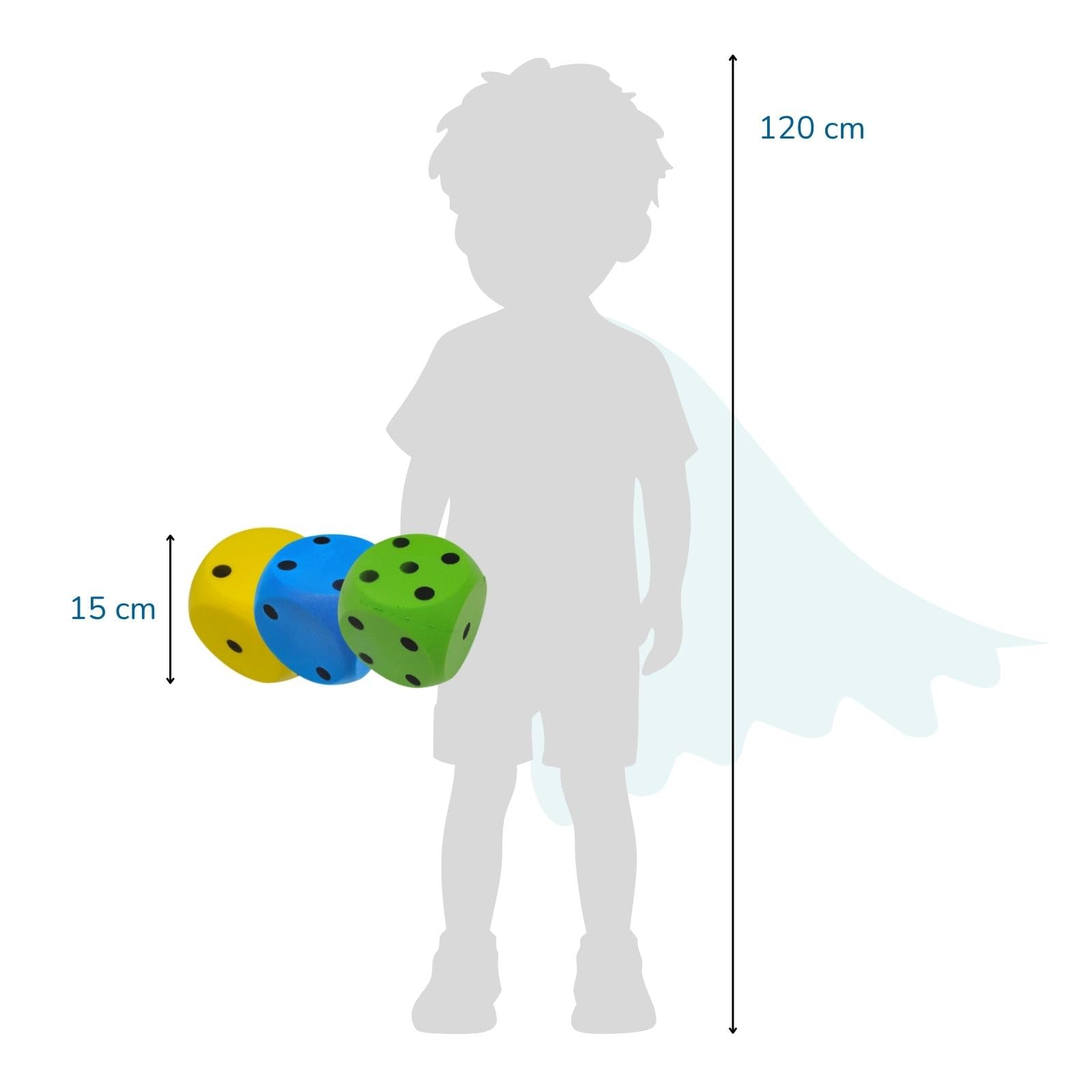 alldoro XXL Schaumstoff-Würfel 12er Set, 15 x 15 cm, große Soft-Spielwürfel | Grün/Gelb/Blau, Spielen & Lernen, 15 x 15 cm, große Soft-Spielwürfel, ideal als Geschenk für Kinder, Für Indoor & Outdoor