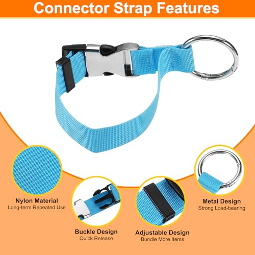 Image of HARFINGTON Luggage Straps Jacket Clips Strap Nylon Adjustable Suitcase Belt Baggage Backpack Connector Travel Accessories with Metal Buckle for Extra Bags Travel Attachment, Blue