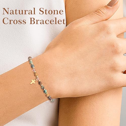 TAGOMEI Christian Gifts for Women Cross Bracelet Birthday Gifts for Women Religious Bracelets Bible Verse Faith Jesus Bracelets Christmas Gift Stocking Stuffers for Teens Girls Handmade Beaded Jewelry2