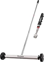 Vista 13 de Toolwiz - Escoba magnética de recogida con ruedas, imán grande de 24 pulgadas, herramienta de limpieza de césped, herramientas para techado, 14,9
