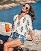 Vivilli Vacation Outfits for Women: Spring Summer Boho Fashion Chic Floral Tops Cute Blouses Bohemian Tassels V Neck Flowy Short Sleeve Shirts Cotton Linen Shirt Beach Clothes White L
