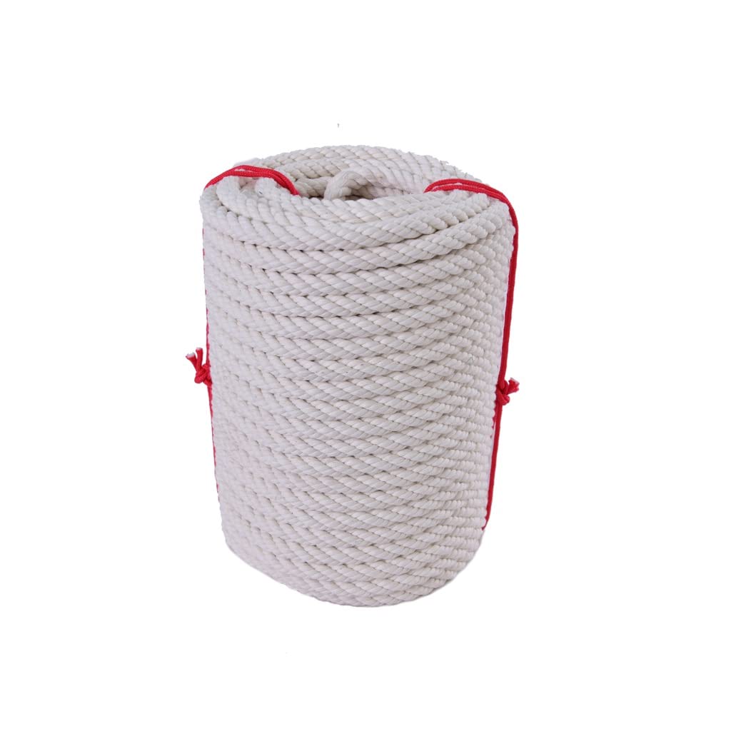 Corda In Cotone Naturale 100% – Spessa 2,5 Cm X 30,5 M – Intrecciata A Tripla Torsione, Beige - 5