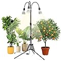 SANSI Upgraded 90W Grow Light with Adjustable Tripod Stand, 5000K 660nm Full Spectrum 700W Equiv. LED Floor Plant Light for Indoor Plants, Grow Lamp with Replaceable Bulbs for High PPFD Growing