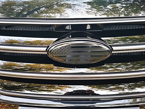 Image of SANRILY 5.7 Inch Black Oval American Flag Emblem for Ford F150 F250 F350 5.7 inch x 2.3 inch Decal Badge Nameplate for Ford Edge Explorer Ranger Car Emblem Replacement Cover