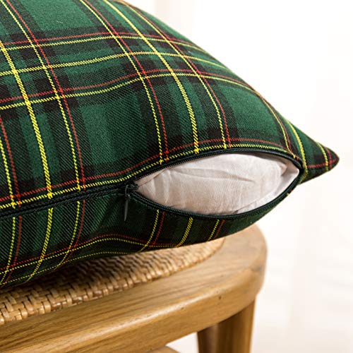 Image of AQOTHES Christmas Plaid Decorative Throw Pillow Covers Green 24x24 Inches