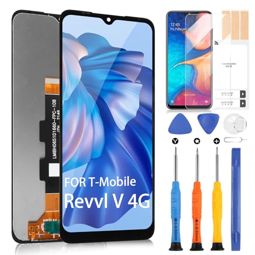 for T-Mobile Revvl V 4G 2021 Screen Replacement for Revvl V TMRVL 4G LCD Display Digitizer Glass Touch Screen Assembly with Free Repair Tools(Black,6.5 inch)