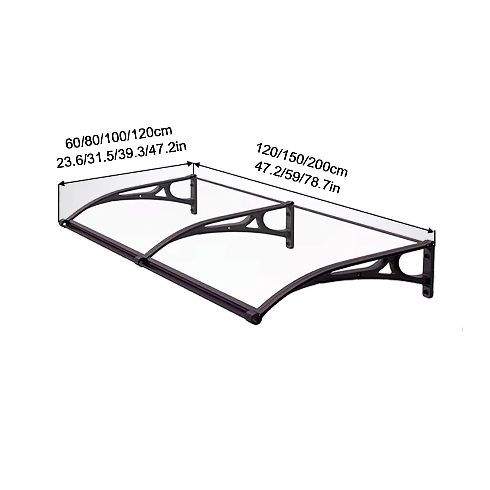 Marquesinas Exterior Tejadillo Proteccion Lluvia, Techo Toldos de Aluminio de Entrada, Puertas Ventanas Toldo de Policarbonato con Fregadero Grande, Protección Contra La Lluvia Y La Nieve ( Color : Gr