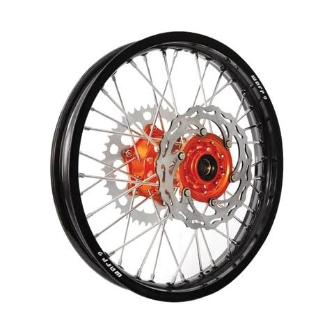 Warp 9 Complete Wheel Kit - Rear 19 x 2.15 Black Rim/Orange Hub/Silver Spokes and Nipples for KTM 250 SX-F 2005-2018 Cover