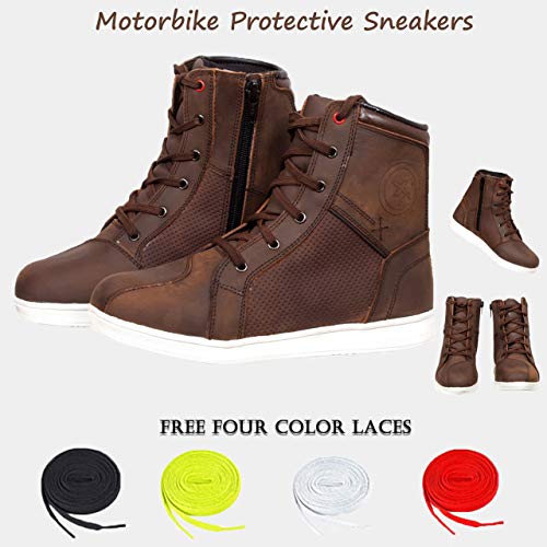 VASTER Motorrad Stiefel Motorrad Abenteuer Reiter Schuhe Leder Wasserdicht Sneaker Mode Für Männer CE Genehmigt EN 13634: 2017, Braun 036, 42 EU