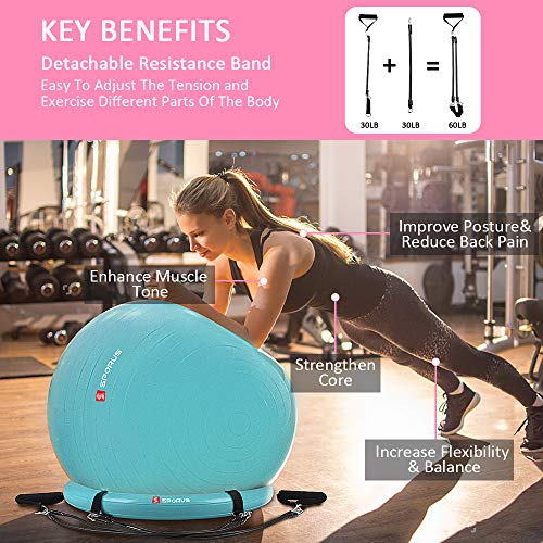 image for Sporus Exercise Ball Chair (65cm), Yoga Ball for Office and Fitness wi