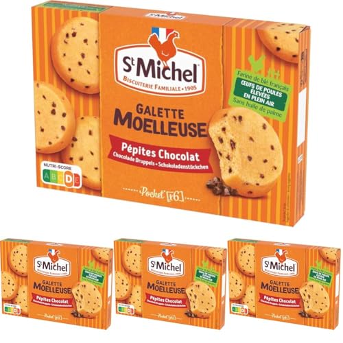 St Michel - Galette húmeda con pepitas de chocolate - Formato de bolsillo - Envase de 180 g (Paquete de 4)