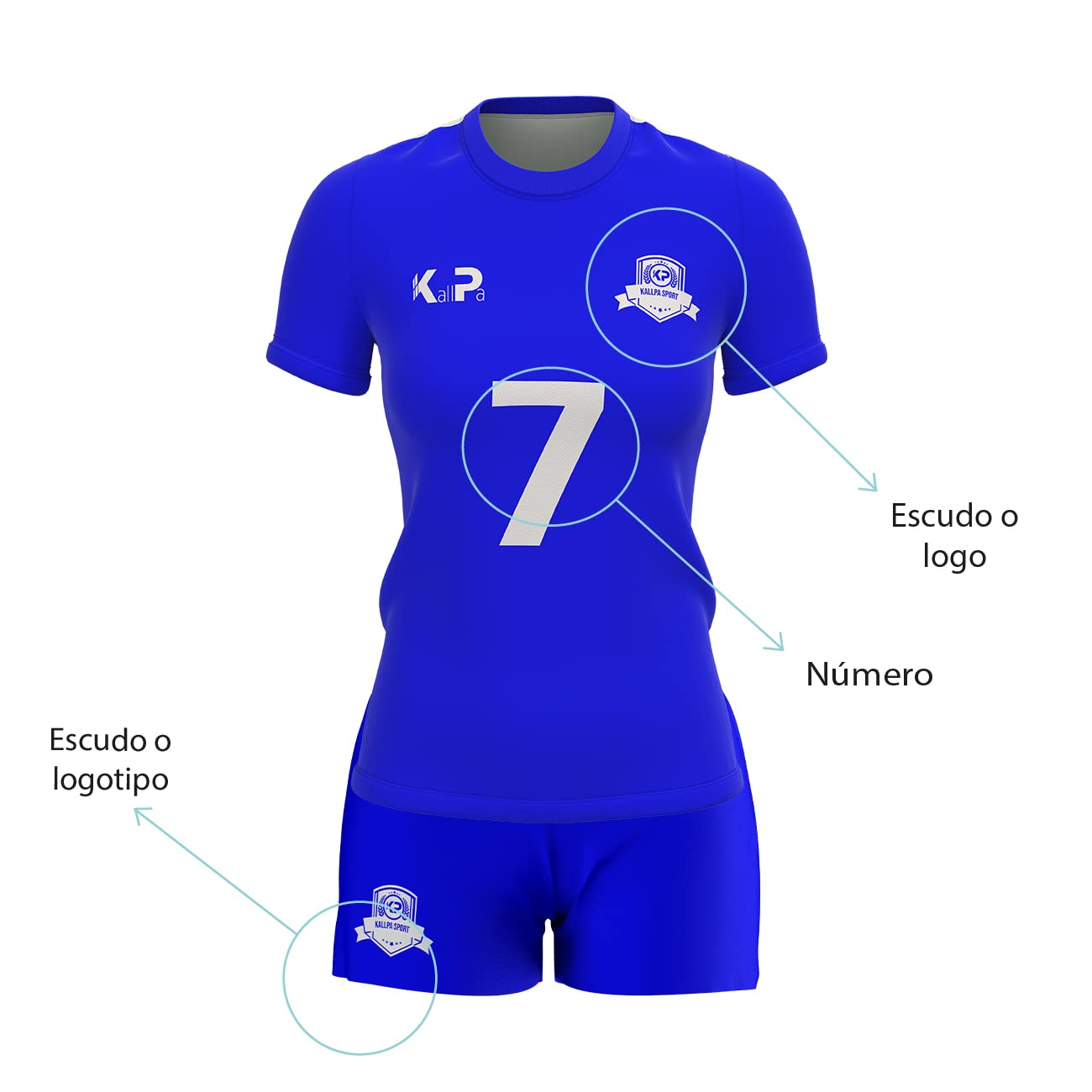 KALLPA Equipación Deportiva de Voleibol Personalizada. Unisex niños y Adultos. Camiseta y calzona. Personaliza con tu Nombre, Escudo y número