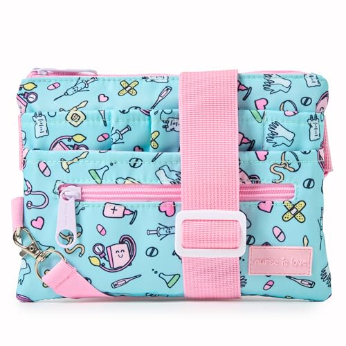 Nurse Is Love Bolsa de cintura para enfermeira com mosquetão, organizador, bolsa de mulher com vários bolsos | coloca tesouras de enfermagem, presentes originais | Tcae acessórios