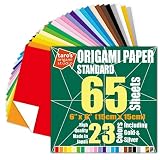 [Taro's Origami Studio] Standard 6 Inch One Sided 23 Colors 65 Sheets Square Easy Fold Premium Japan