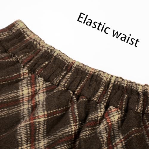 Belle Poque Women Plaid Skirt with Pockets Midi Length High Elastic Waisted A Line Vintage Work Skirts for Office Casual4