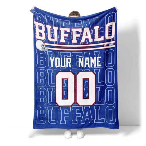 Image of ANTKING Buffalo Throw Blanket for Men Women Boy Custom Name and Number Gifts